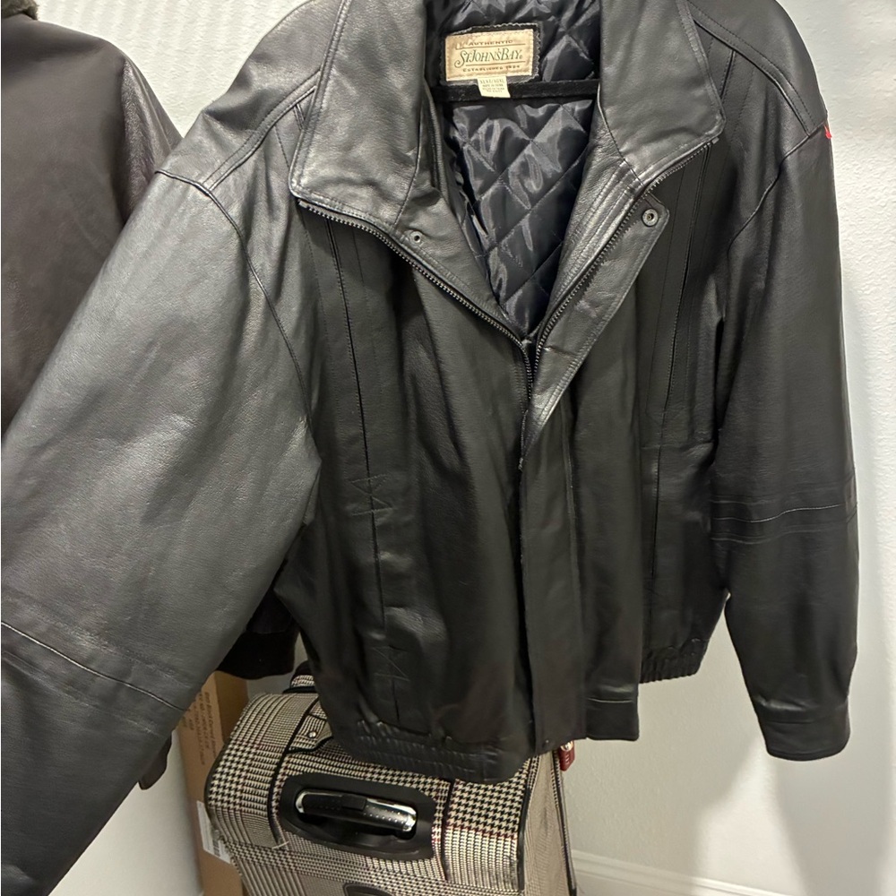 St. John's Bay Black Leather Zip-Front Jacket